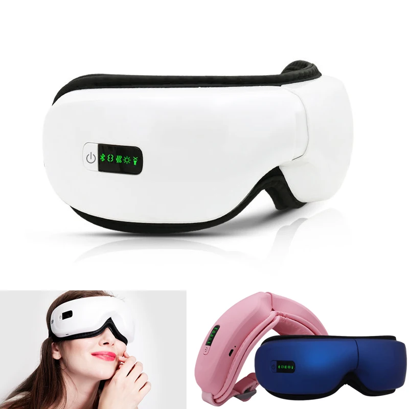 

Электрический массажер для ухода за глазами, массажер для глаз с функцией подогрева и давления воздуха 4D, умные вибрационные массажеры для глаз с Bluetooth, массажные очки