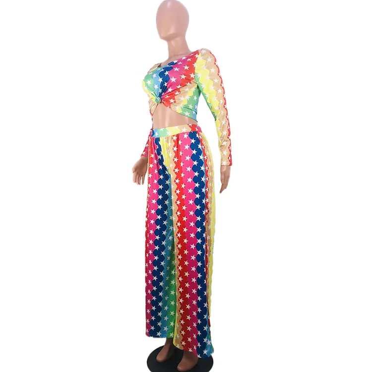 Комплект одежды HAOOHU женский в радужную полоску праздничная одежда укороченный