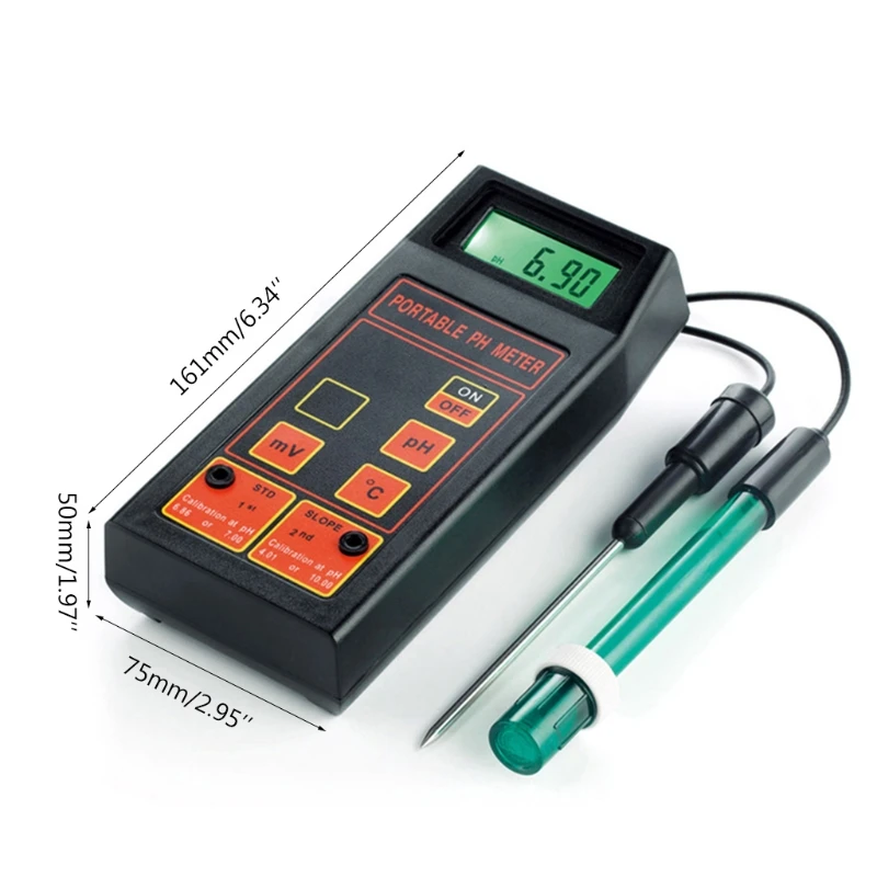 

3-in-1 High Accuracy Portable pH/mV/Temp Meter + Replaceable pH & ORP Electrodes + Temperature Probe