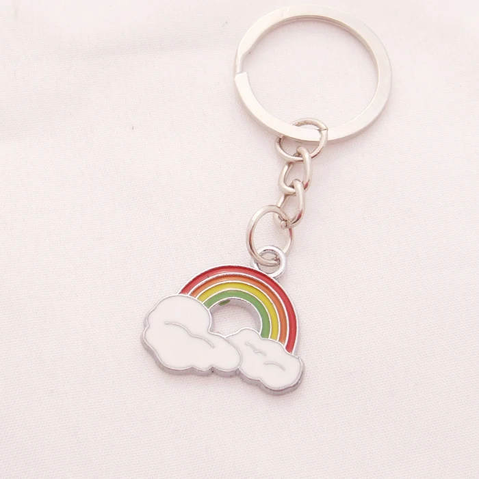 

FREE SHIPPING by FEDEX 100pcs/lot 2015 New Wholesale Metal Zinc Alloy Rainbow Shaped Keychains Keyrings for Gifts