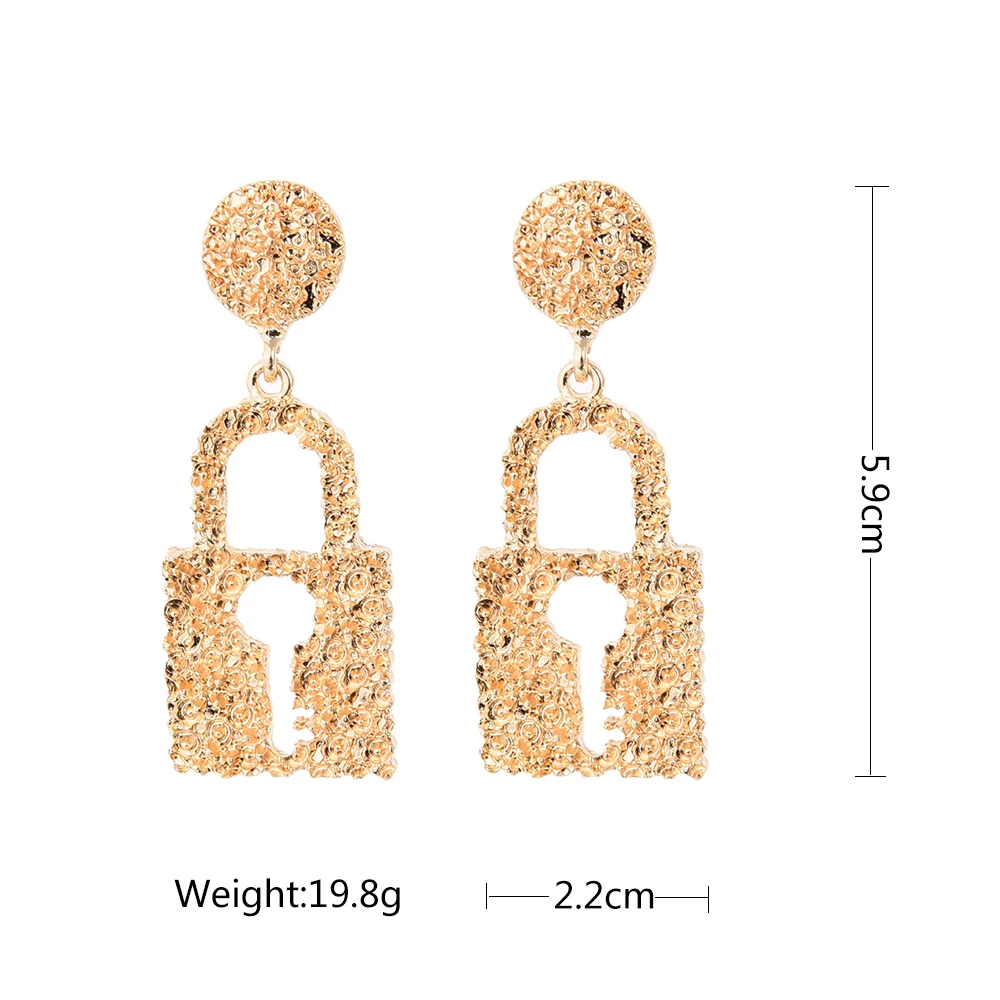 

Ztech Lock Shape 4 Colors Metal Earrings For Women Girls Statement Jewelry Dangle Drop Earring Fashion Accessories Pendientes