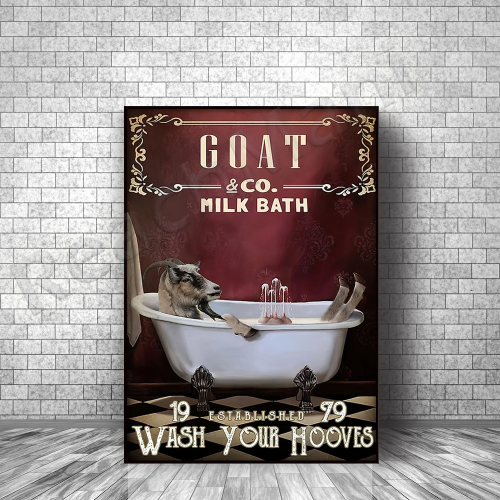 

Poster Gifts for Goat Lovers Goat Milk Washing Hoof Posters Bathroom Home Posters Living Decoration Posters