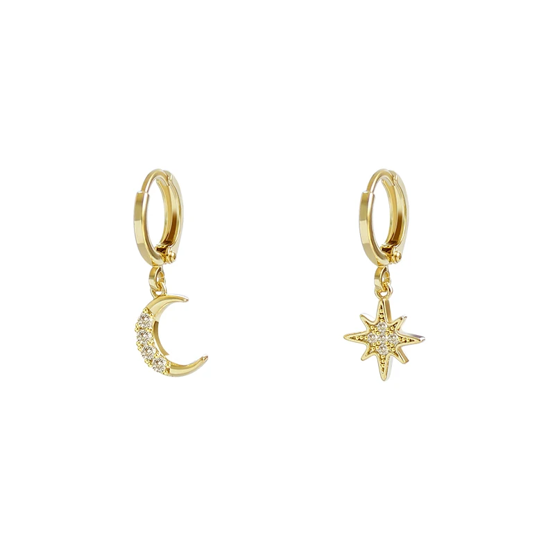 

Star Moon asymmetric Earrings advanced sense Earrings temperament Female Minority Earrings New Year Trend net red Earrings