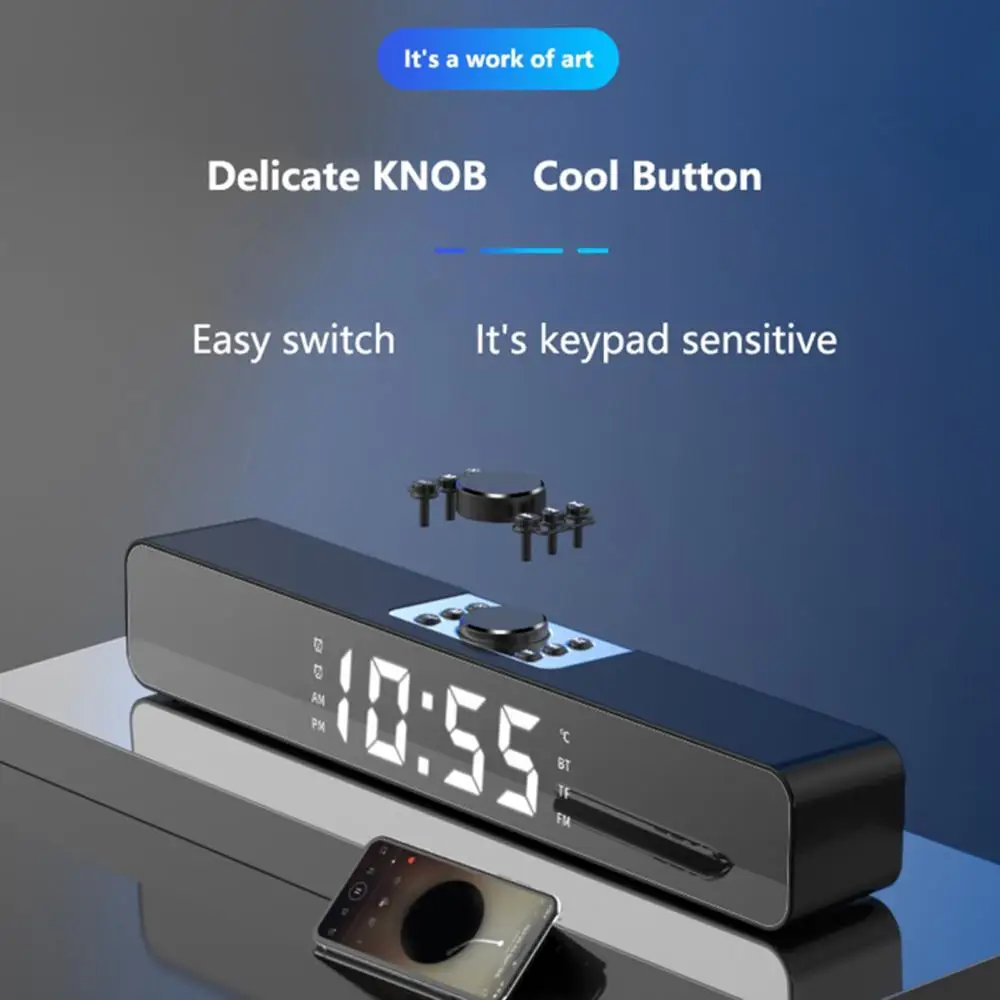 50% Off Bluetooth 5 0 Беспроводной Перезаряжаемые светодиодный бар будильник Динамик