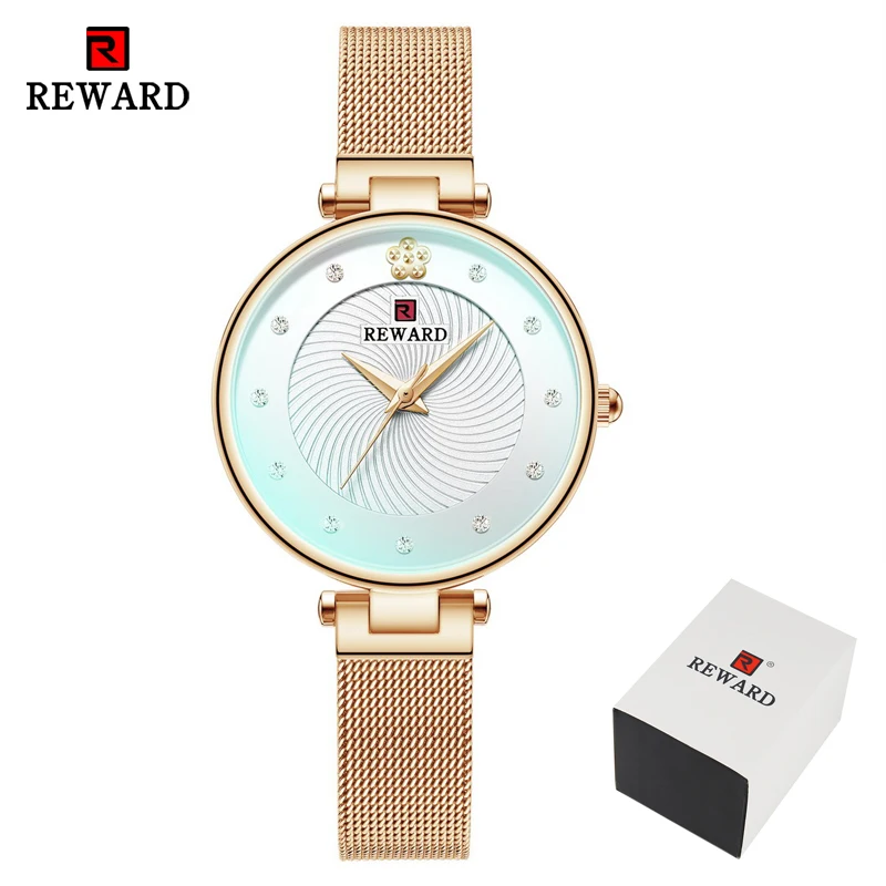 RoseGold in Box Новые женские разноцветные зеркальные часы, кварцевые часы, женские водонепроницаемые наручные часы из нержавеющей стали, простые женские часы - Цвет: RoseGold in Box