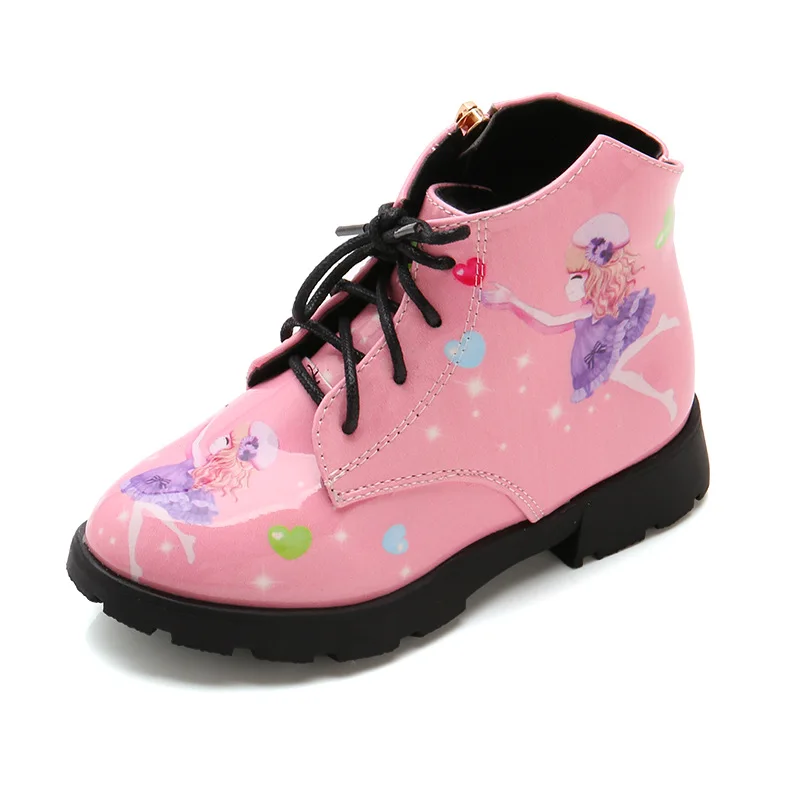 

Children Martin Boots PU Leather Waterproof Motorcycle Boots Winter Kids Snow Boots Brand Girls Princess Shoes Rubber Boots