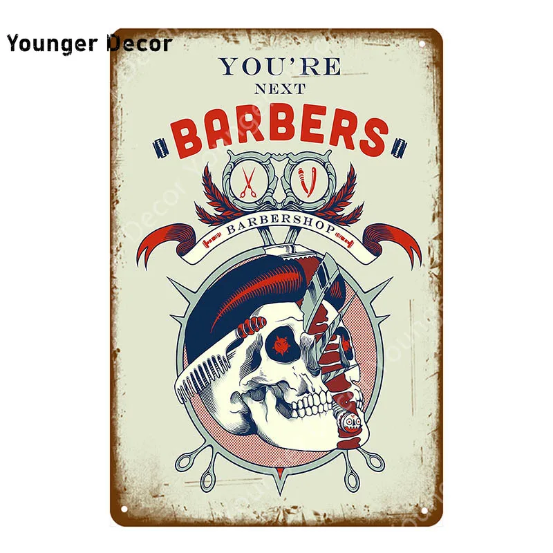 Barber Shop Metal Signs Haircuts And Shaves Advertising Decorative Board Home Wall Decor Hairdresser Gift Vintage Poster YI-165