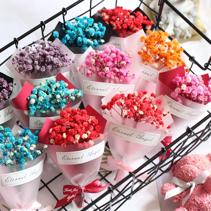 1 Bunch of Mini Dried Flowers Sky Stars Small Bouquet Take Picture Prop Home Window Decoration Valentine's Day DIY Craft Gifts