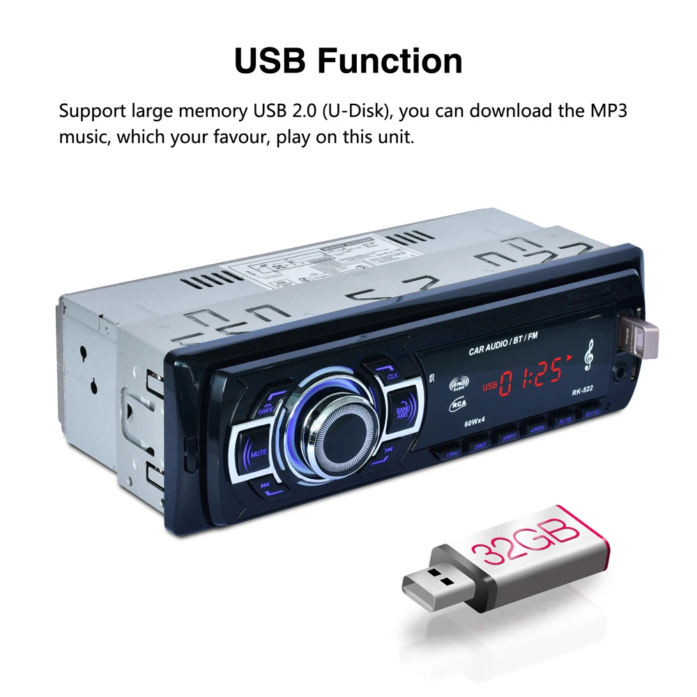 Автомобильный радиоприемник 12 В One Din стерео FM Aux вход USB SD AUX In-dash 1 din MP3