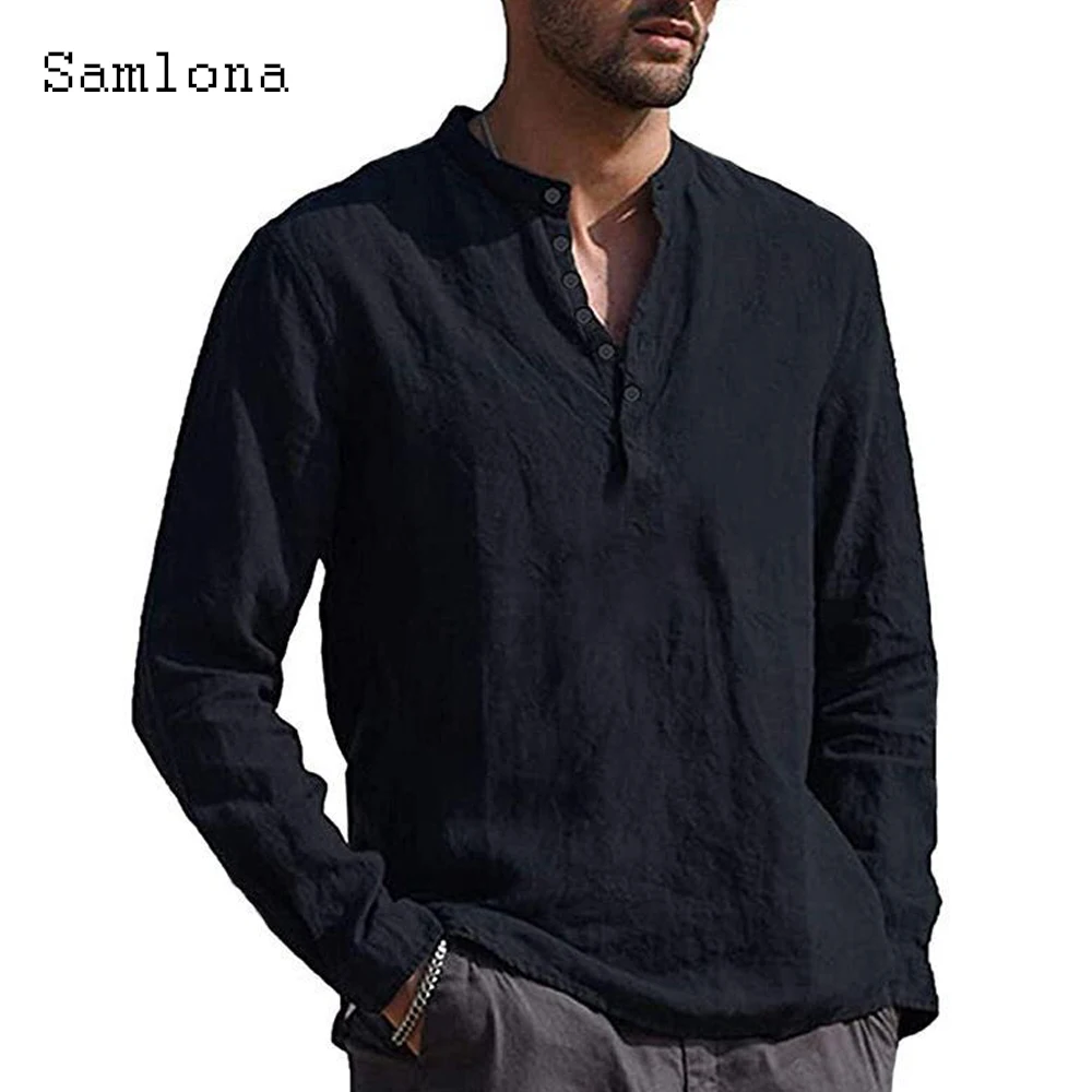 Plus Size 4xl Men Shirt Long Sleeve Basic Tops Sexy Men clothing 2021 Autumn Casual Pullovers Solid Black Khaki Mens Blouse