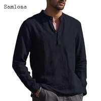 plus size 4xl men shirt long sleeve basic tops sexy men clothing 2021 autumn casual pullovers solid black khaki mens blouse