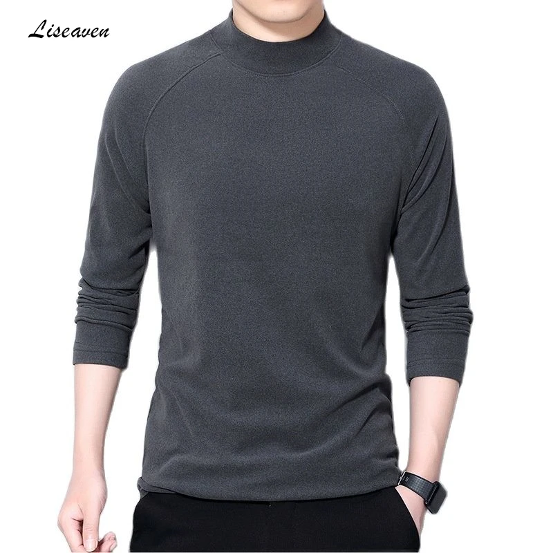 

Liseaven 6 Colors Men's T Shirt 2021 Fashion Solid T Shirt Mens Long Sleeve Casual Soft Mens Streetwear Top Tees