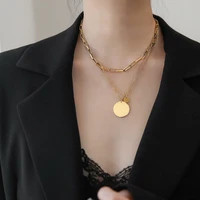 yun ruo 14 k gold plated unique individual predant necklace woman fashion titanium steel jewelry gift never fade nightclub style