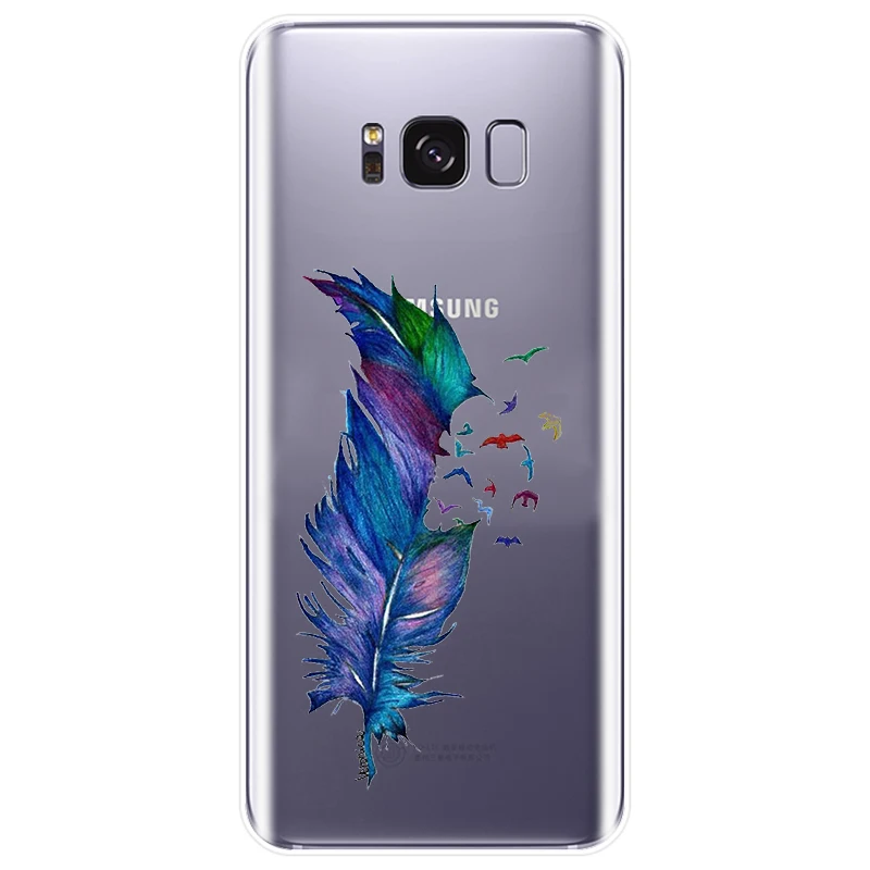 Красивый чехол с перьями для телефона из ТПУ Samsung Galaxy S6 S7 S8 S9 S10 PLUS S6EDGE S7EDGE NOTE8 9 S10LITE