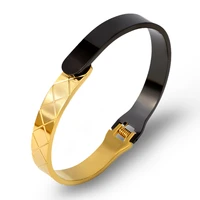 2021 new simple design charm cuff bangles bracelets for men wristband black gold bangles titanium steel jewelry women luxury