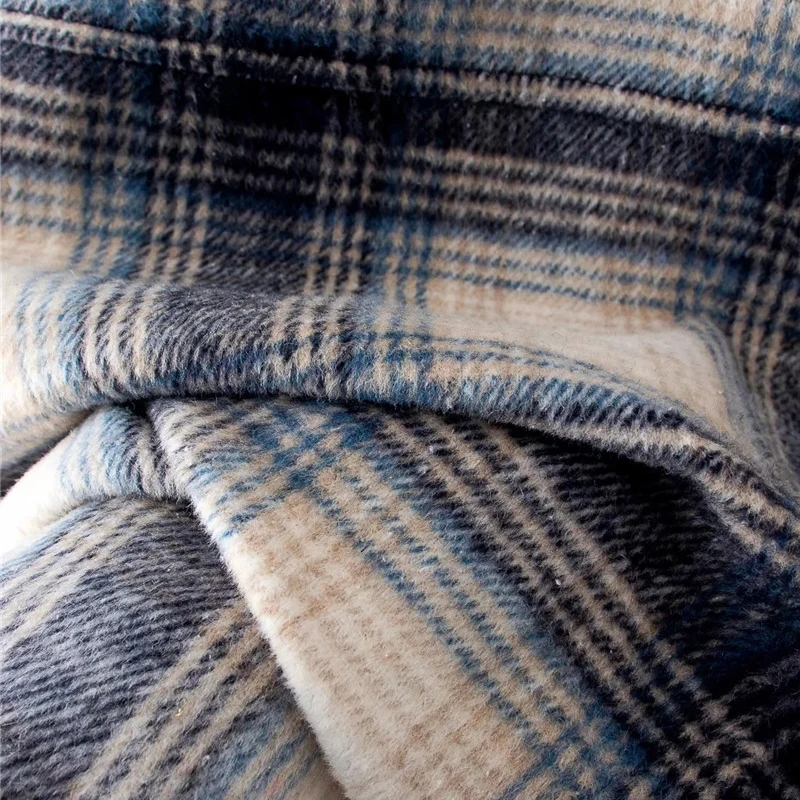 

Women blue plaid Vogue spring loose long jacket Fad new vintage single breasted long sleeve jackets women casual outwear