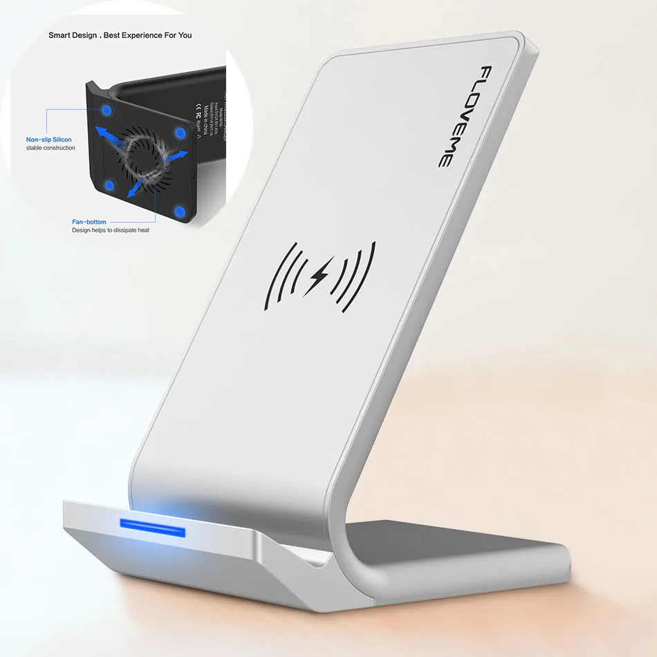 White FLOVEME Qi Беспроводное зарядное устройство для iPhone X XS XR 8 10 Вт USB быстрое зарядное устройство Беспроводное зарядное устройство для samsung Galaxy S8 S9 Note 8 - Тип штекера: White