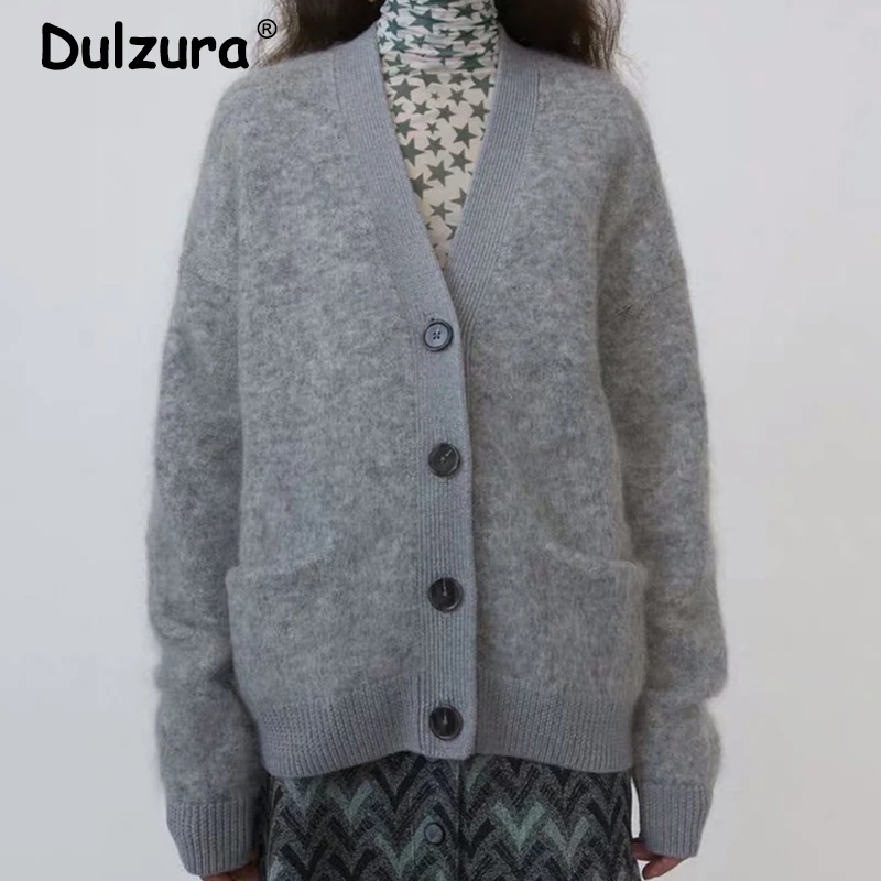 Fuzzy Wool Mohair Blended Knit Cardigan Sweater 2019 Fashion Basic Solid Single Breasted Jumper Top Winter Thick Warm Soft Coat |