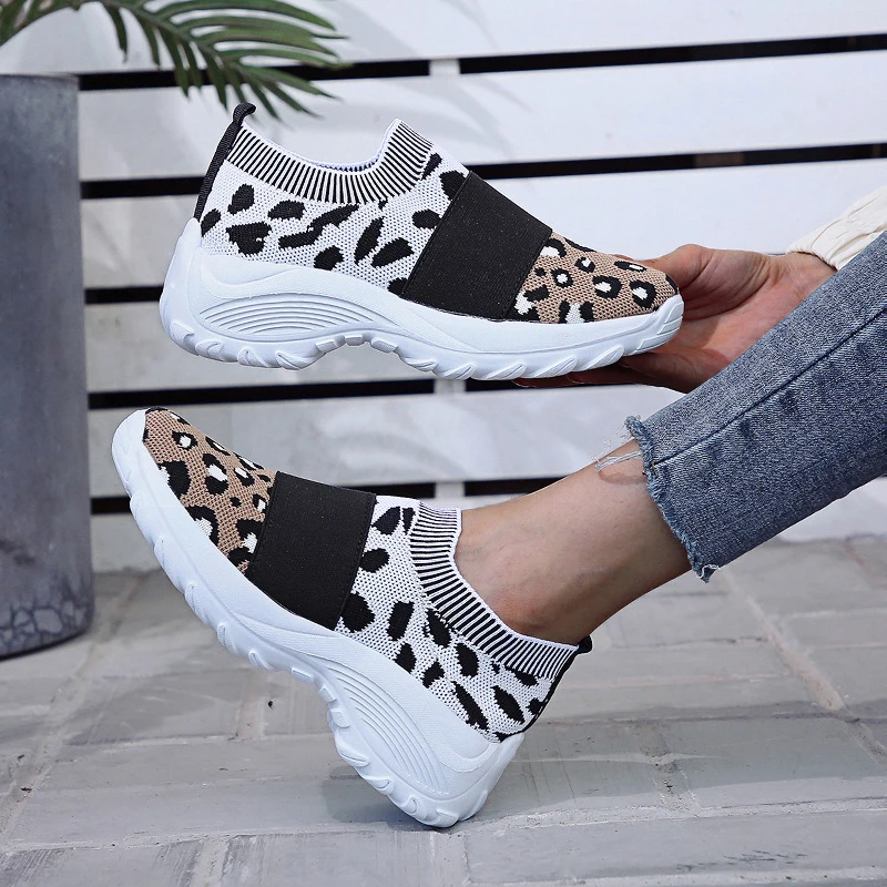 

Women Leopard Sneakers Woman Mesh Breathable Vulcanized 2020 Autumn Women's Casual Flats Ladies Tennis Shoes Female Plus Size