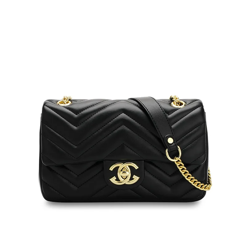 

Sheepskin Lingge chain bag, black leather high-grade women's bag, women's messenger bag, xiaoxiangfeng Lingge bag, satchels