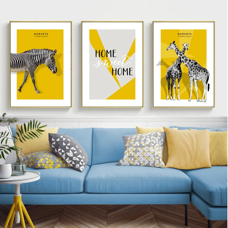 

Лидер продаж Nordic Минималистский Стиль декоративная картина «животные» Гостиная фон настенный росписи выполненные на холсте