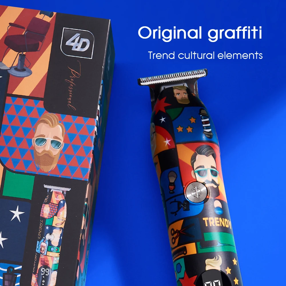 Профессиональный триммер для волос Boi со светодиодным умным дисплеем и граффити