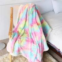 2020 high quality soft warm plush blanket winter sheet bedspread sofa plaid throw rainbow sleep flannel blankets