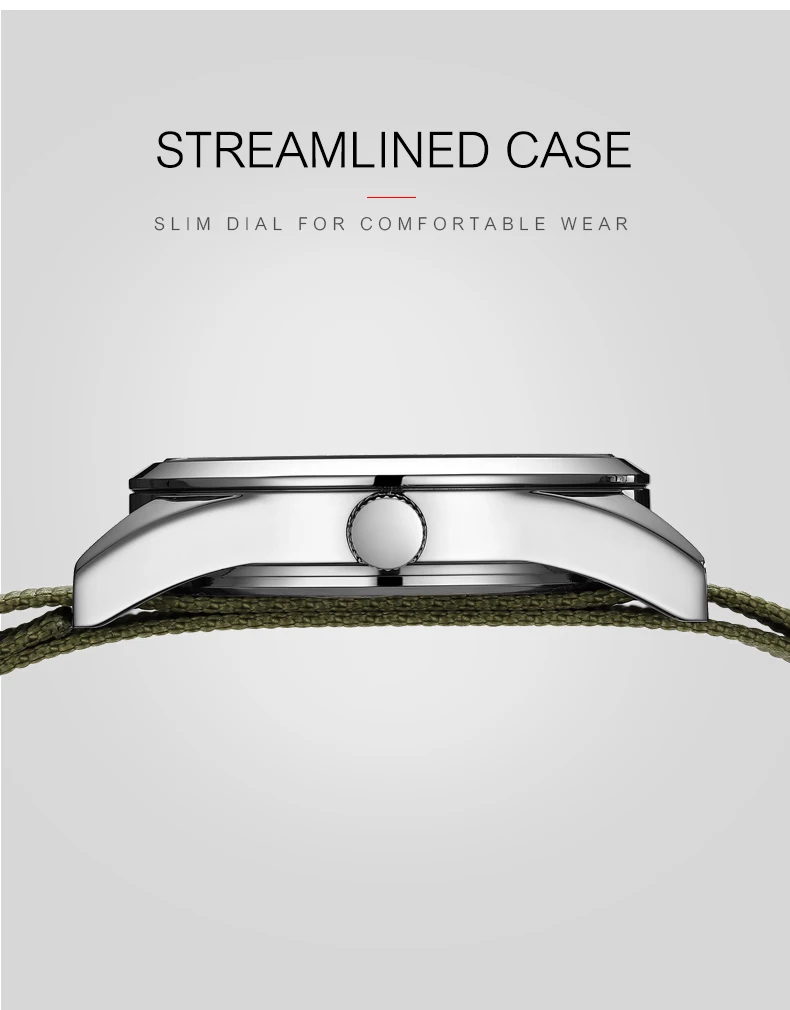 Мужские наручные часы с ремешком из нейлона водонепроницаемость 50 м | Наручные