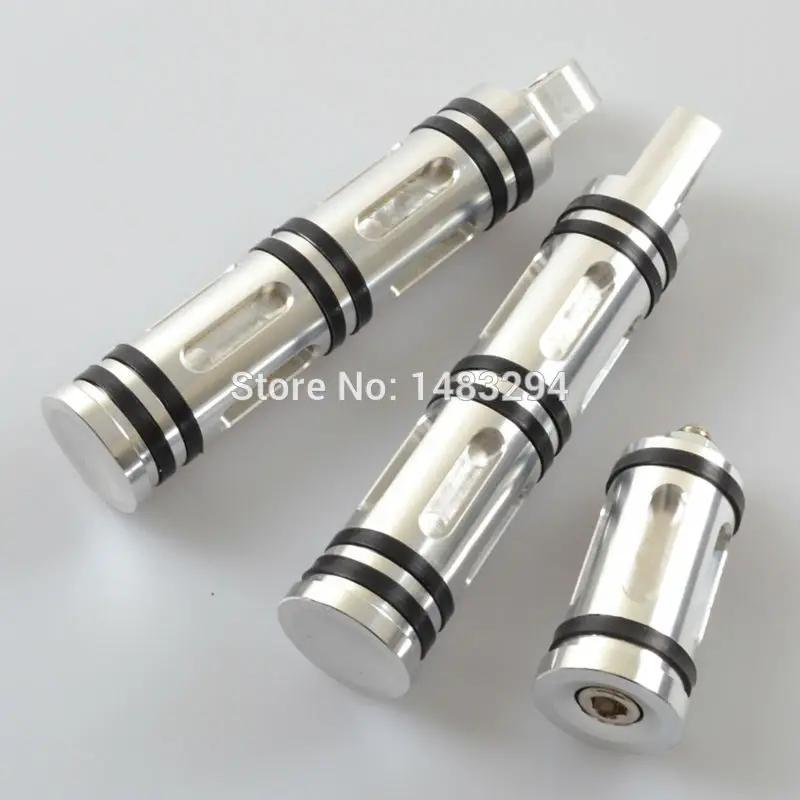 

Motorcycle Silver Aluminum CNC Footrest Foot Pegs & CNC Shifter Case For Harley Sportster Touring Dyna Softail Custom
