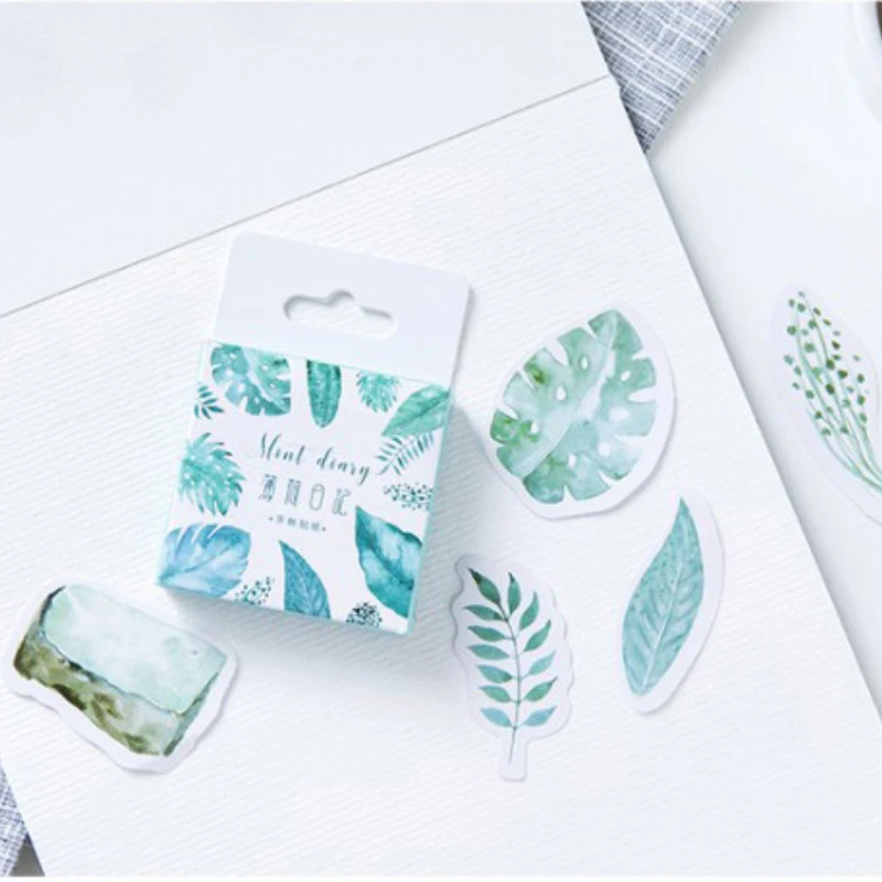 20 упак./лот Сладкая мята дневник Бумага Стикеры зеленые листья DIY Украшение