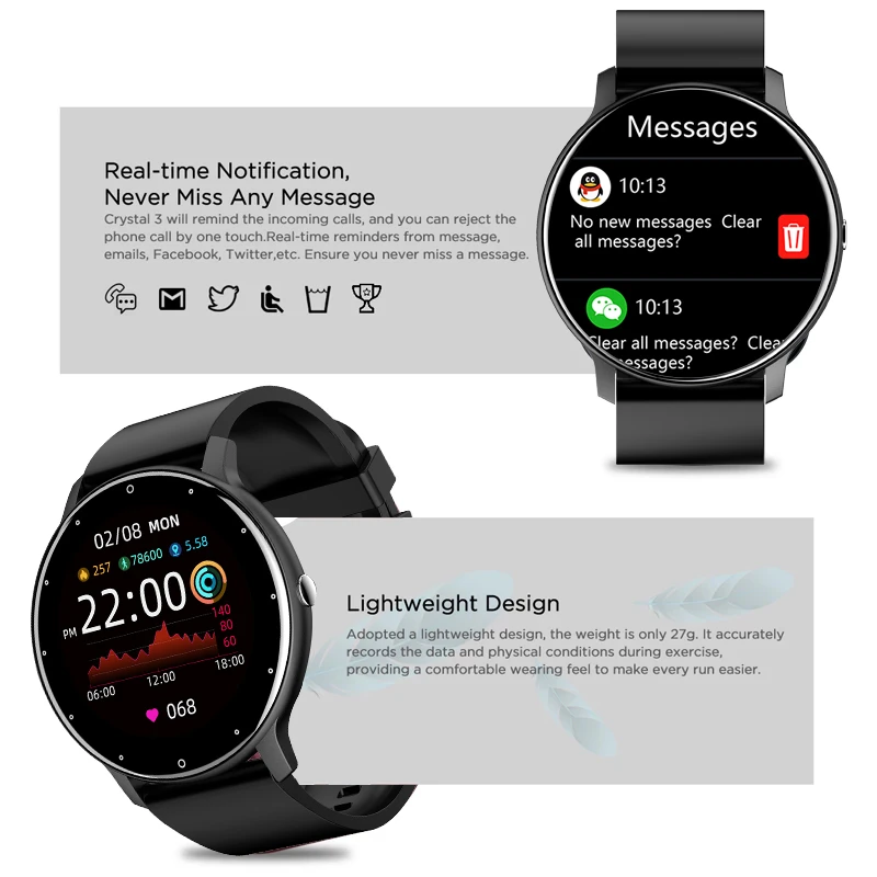 

2021 New Smart Watch Men Full Touch Screen Sport Fitness Watch IP67 Waterproof Bluetooth For Android ios Smartwatch Men+Box