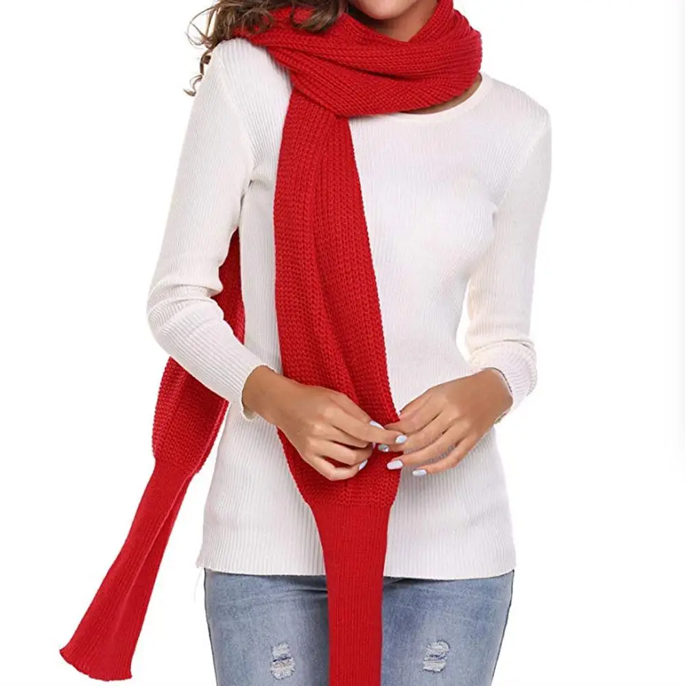 Вязаный шарф шаль с рукавами кроше женская зимняя теплая вязаный одеяло Прямая