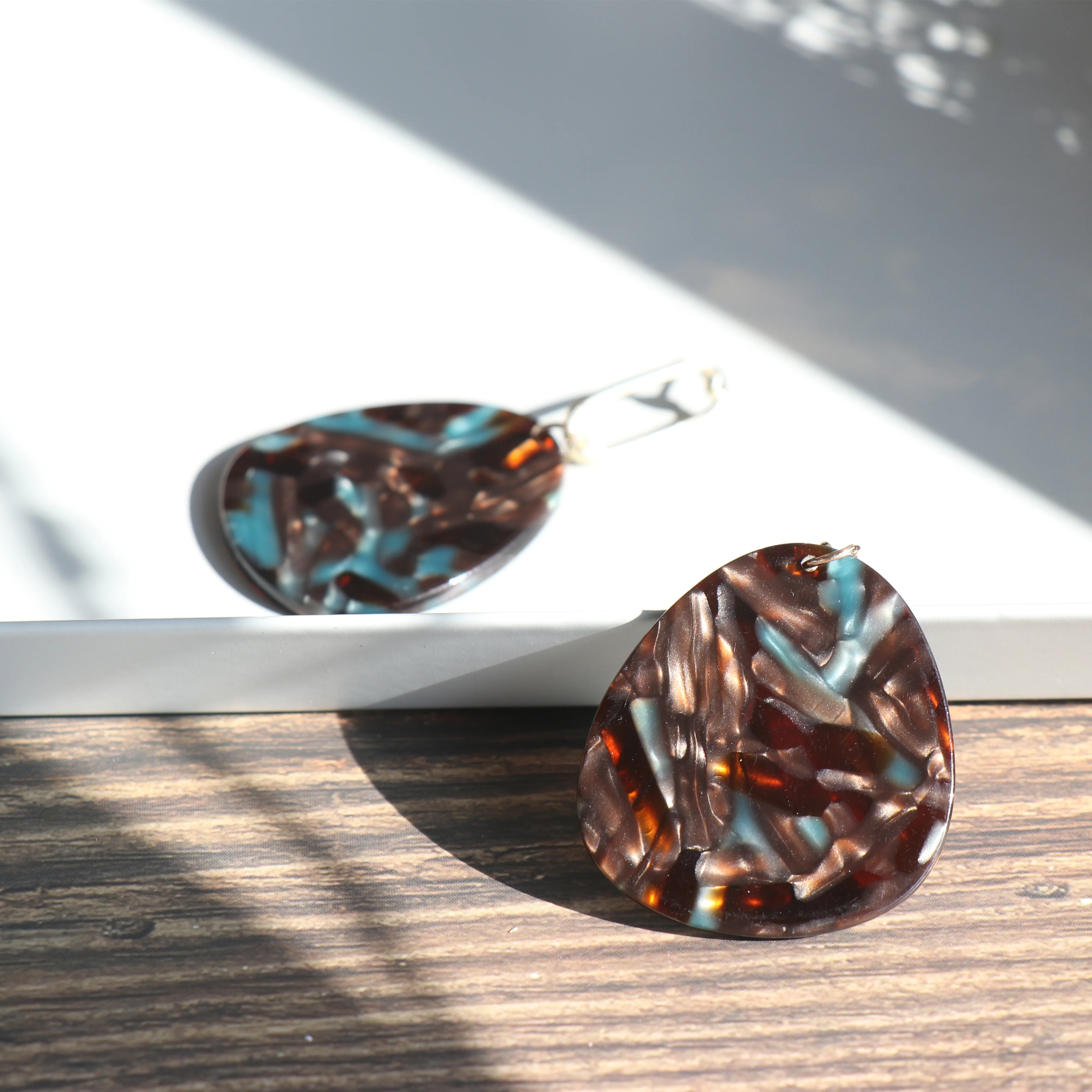 Новые Круглые длинные серьги из ацетата и смолы геометрические в форме капли