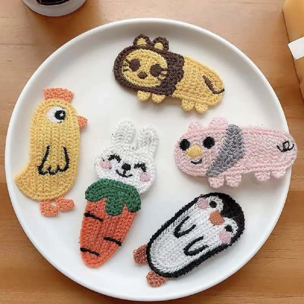

Korean Wool Embroidery Cute Cartoon Small Animal Hairpin Fashion Hair Clip Wild Girl Side Hairpin Bangs Clip BB Clip Accessories