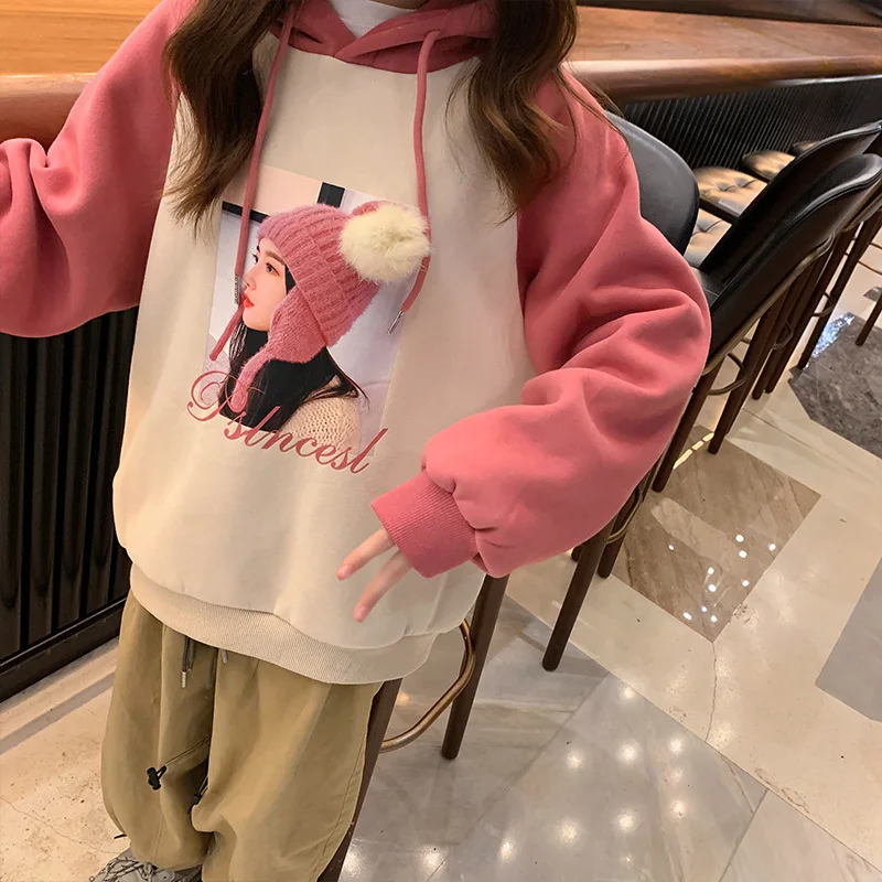

Girls plus velvet thick sweater autumn 2021 new children's net red ocean spring autumn autumn