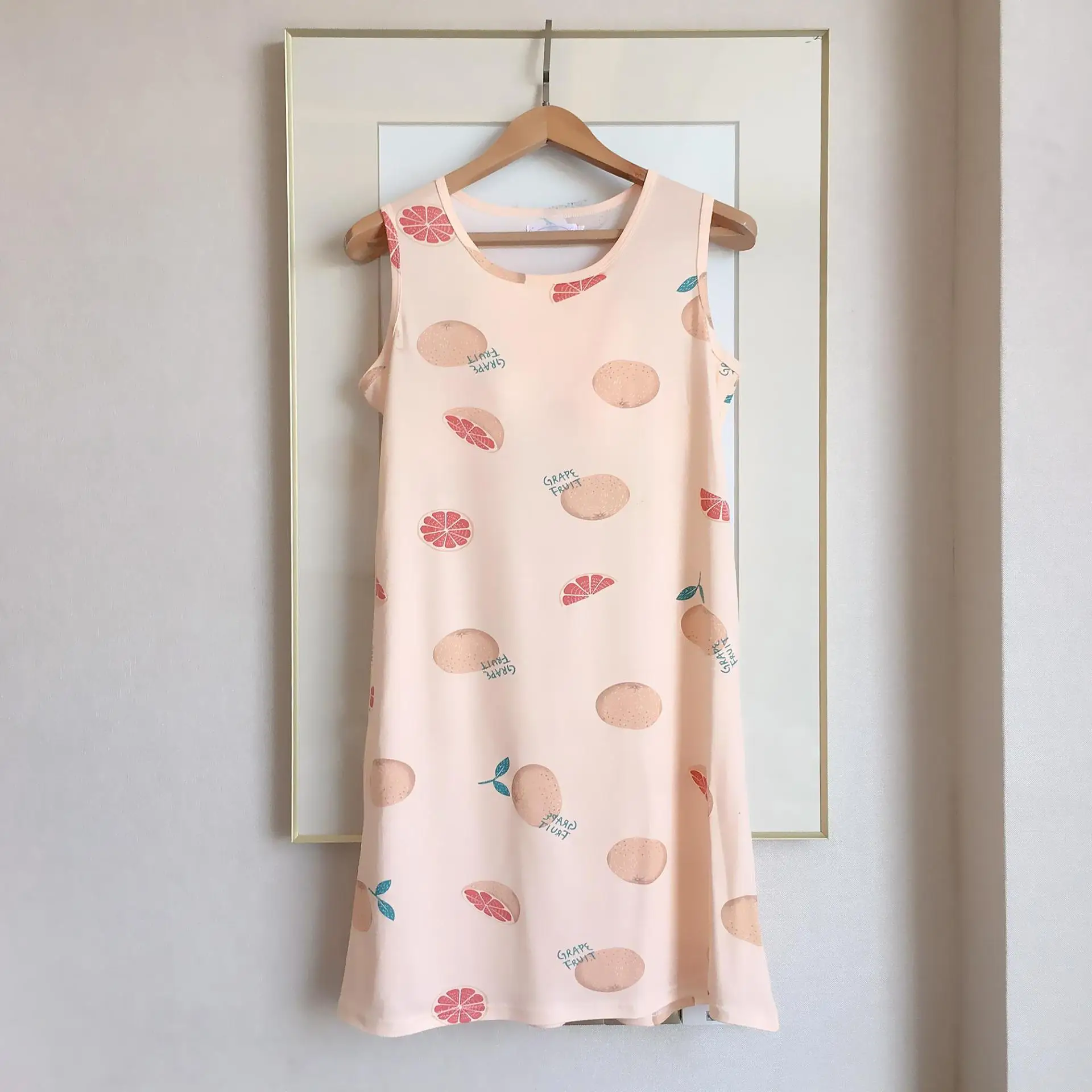 Summer New Vest Medium Length Nightdress Women's Korean  Cute Cartoon Loose Version Female Nightgown Home Wear Sexy Sleepwear