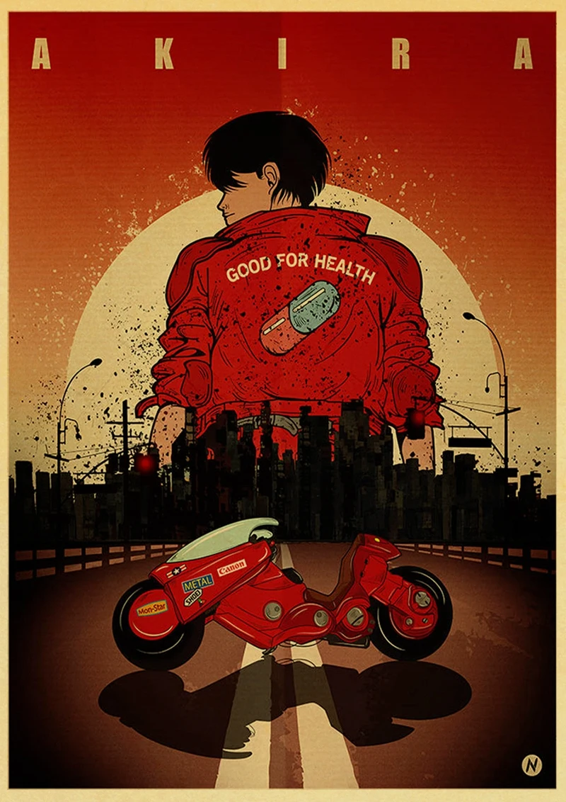 Винтажный постер Akira в стиле японского аниме ретро крафт бумага классические