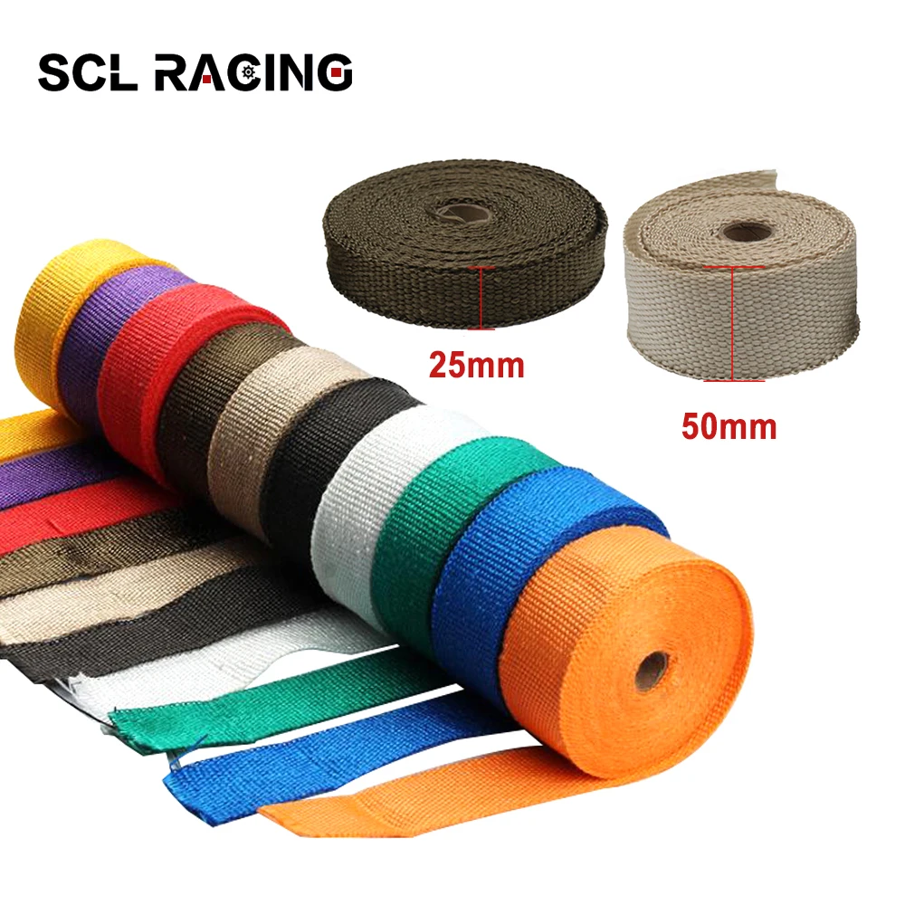 

Стекловолоконная теплозащитная лента SCL Racing 5 м/10 м/15 м для выхлопной трубы мотоцикла, Тепловая лента, обогревающая лента, защита с завязками