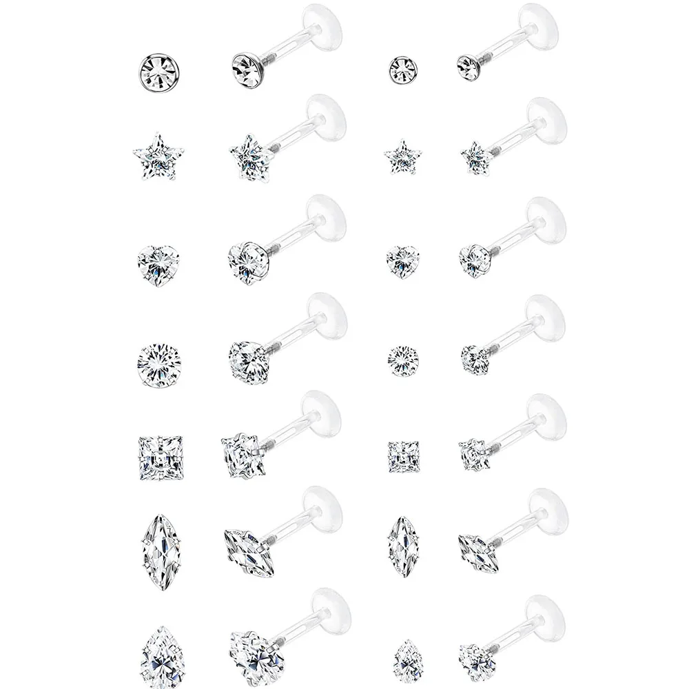 

16G Forward Helix Cartilage Tragus Earring Studs Internal Threaded Labret Lip Monroe Ring 8MM Barbell Body Piercing Jewelry