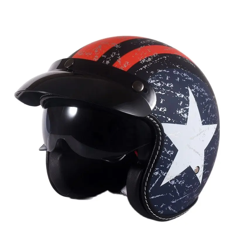 

Motorcycle Helmets Electric Bicycle Helmet Open Face Dark Lens With Sun Brim Men Women Summer Scooter Motorbike Moto Bike Helmet