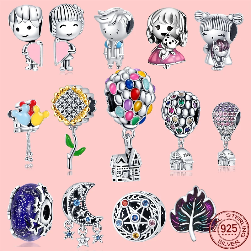 

plata charms of ley 925 silver color hot air balloon beading suitable for original Pandora bracelet DIY ladies jewelry 2022