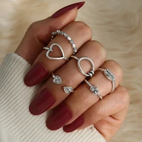 vintage crystal heart shape phalanx rings geometry silver color circuit womens ring 2021 trend anniversary gift jewelry trinket
