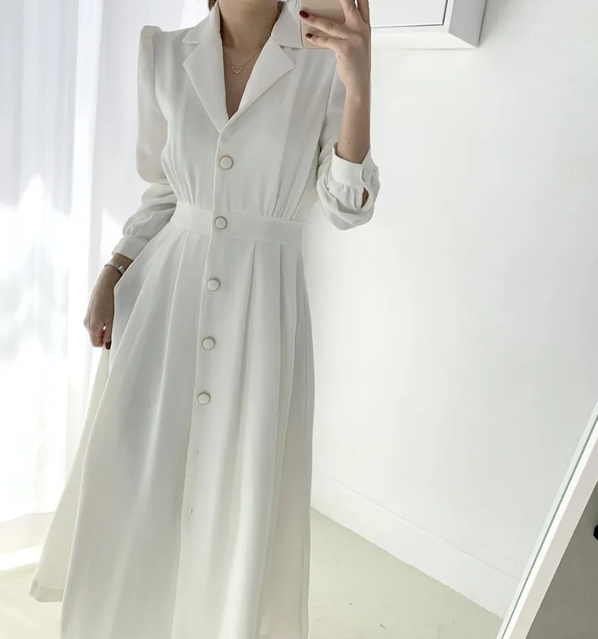 

New Fashion Chic Spring white dresses Autumn New Elegant Women Slim Waist Dress Female Office Lady Long Dresses Vestidos JK385