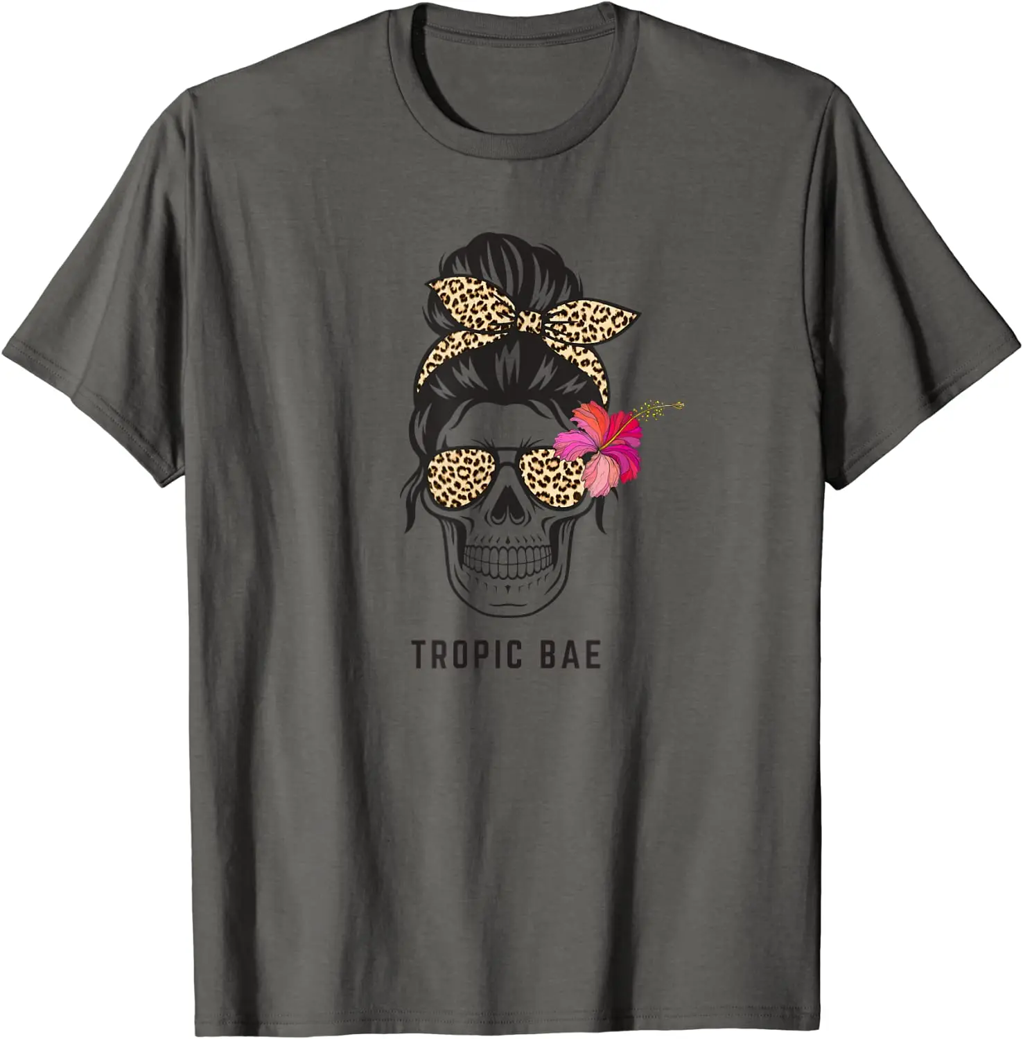 

Cute Funny Leopard Skull Mom Life with Flower T-Shirt Men's T-shirt