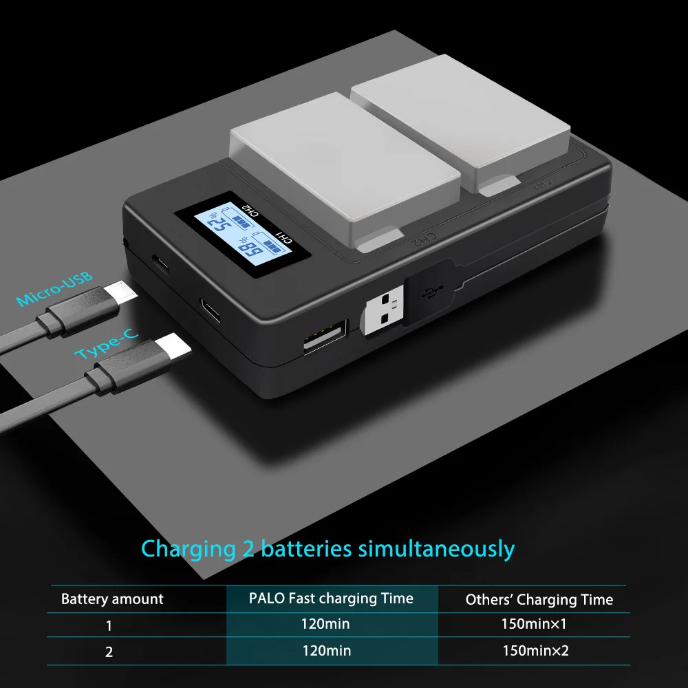 PALO 1 шт. LP E8 Цифровое зарядное устройство lp e8 LCD Интеллектуальный двойной дисплей