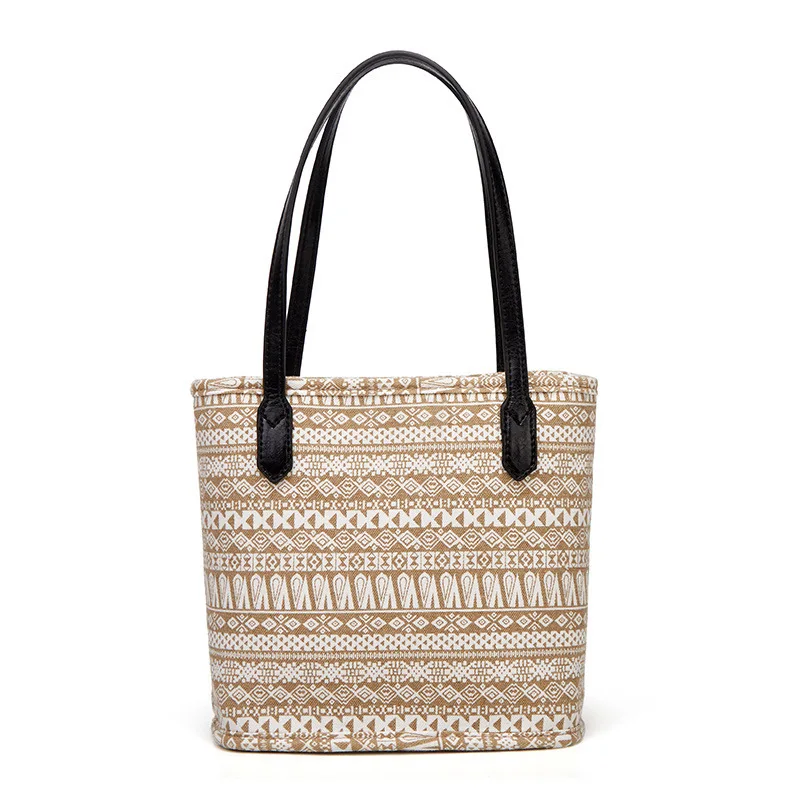 

Retro Ethnic Print Canvas Bucket Bag 2021 Summer New Women's One Shoulder Handbag Fashion Tote Bag