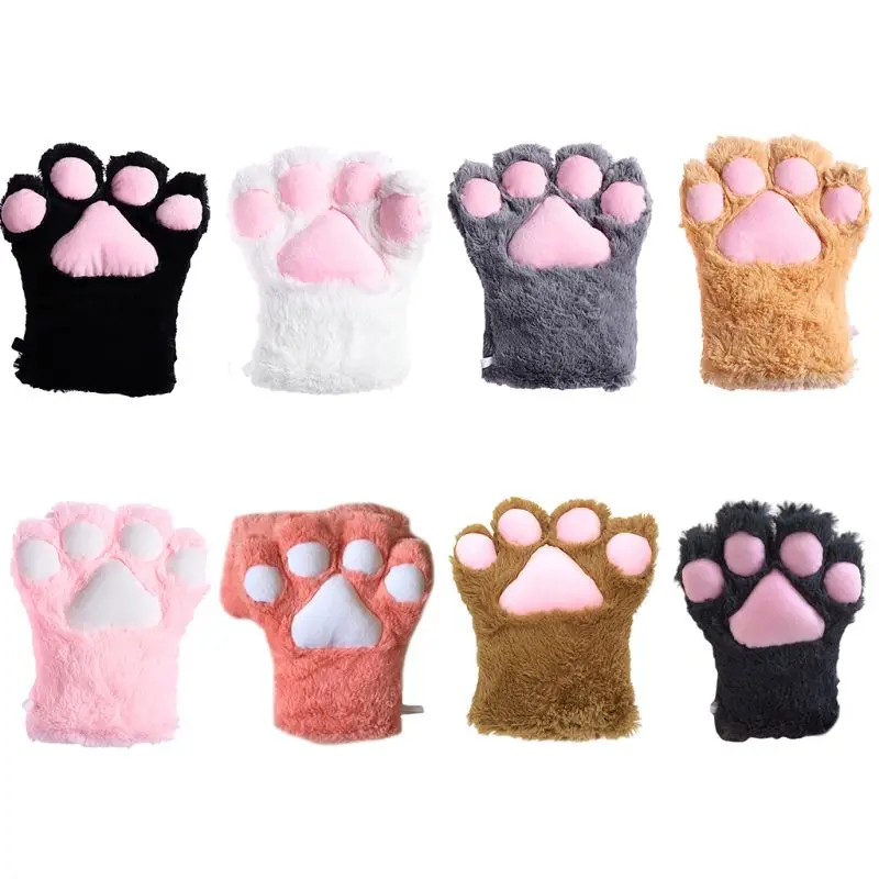 

Women Girls Cute Cat Paw Gloves Winter Warm Plush Cartoon Anime Cosplay Mittens