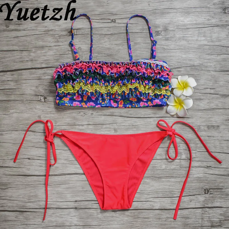 Новинка 2020 Женский раздельный купальник с цветочным принтом русский женский