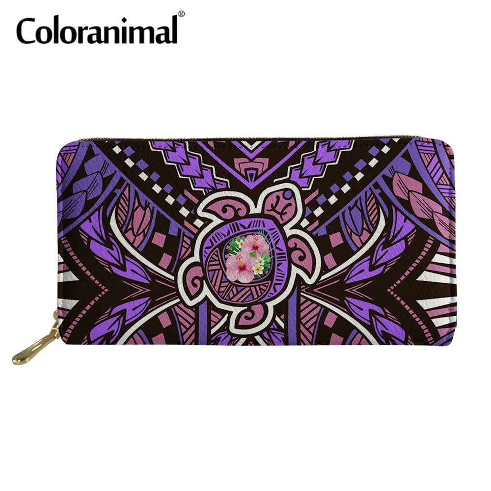 Coloranimal полинезийская черепаха с гибискус печатных Для женщин PU кошелек