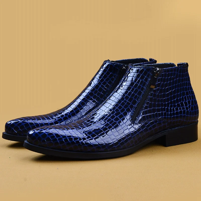 Ботильоны мужские классические из лакированной кожи роскошные ковбойские